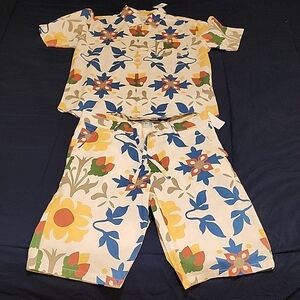 Men's Floral Pajama Set - Multicolor